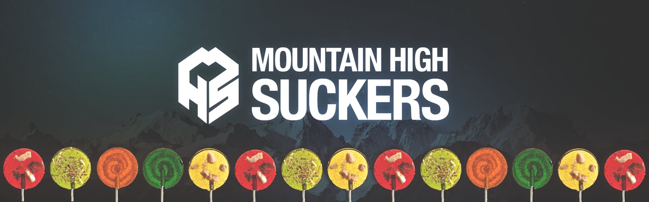Mountain High Suckers brand banner