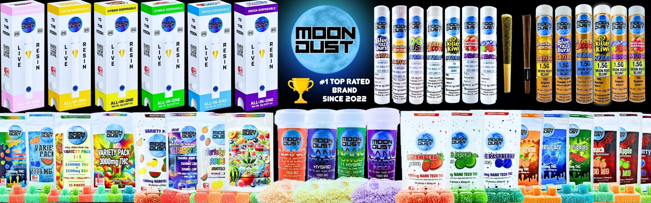 MOON DUST brand banner