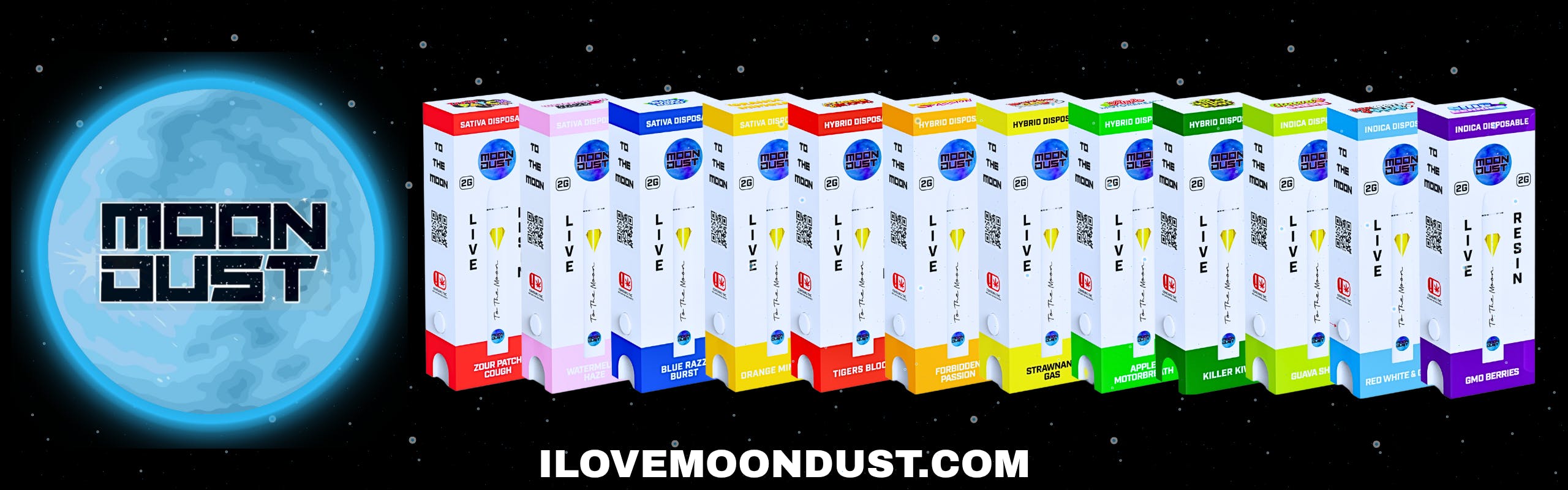 MOON DUST brand banner
