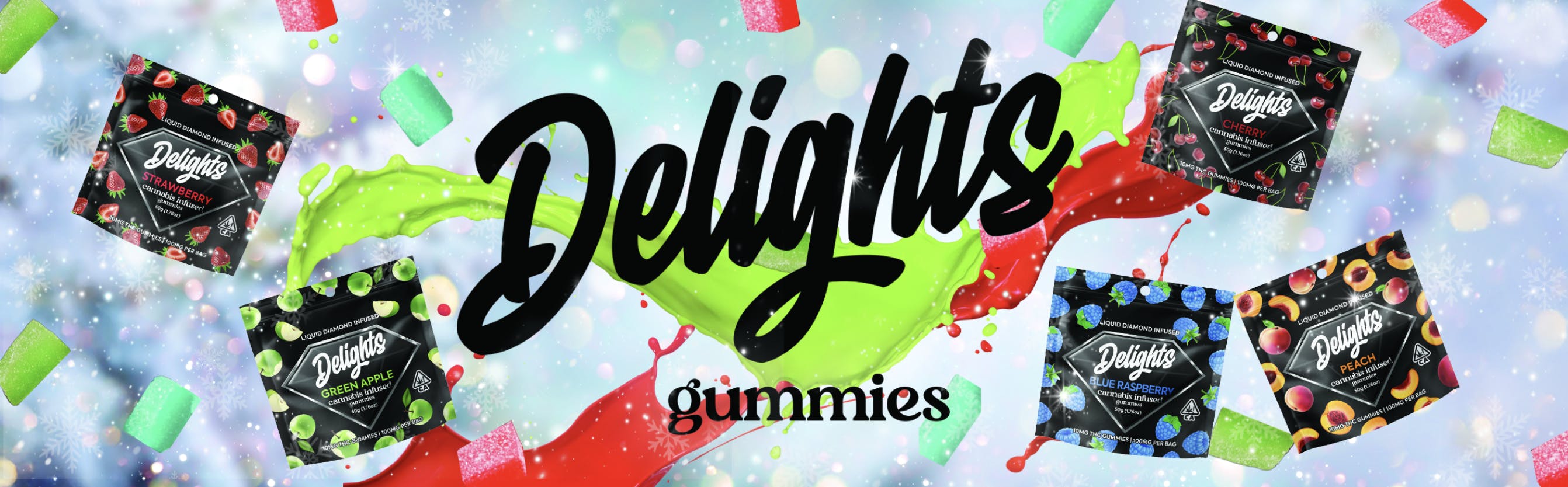 Delights Gummies brand banner
