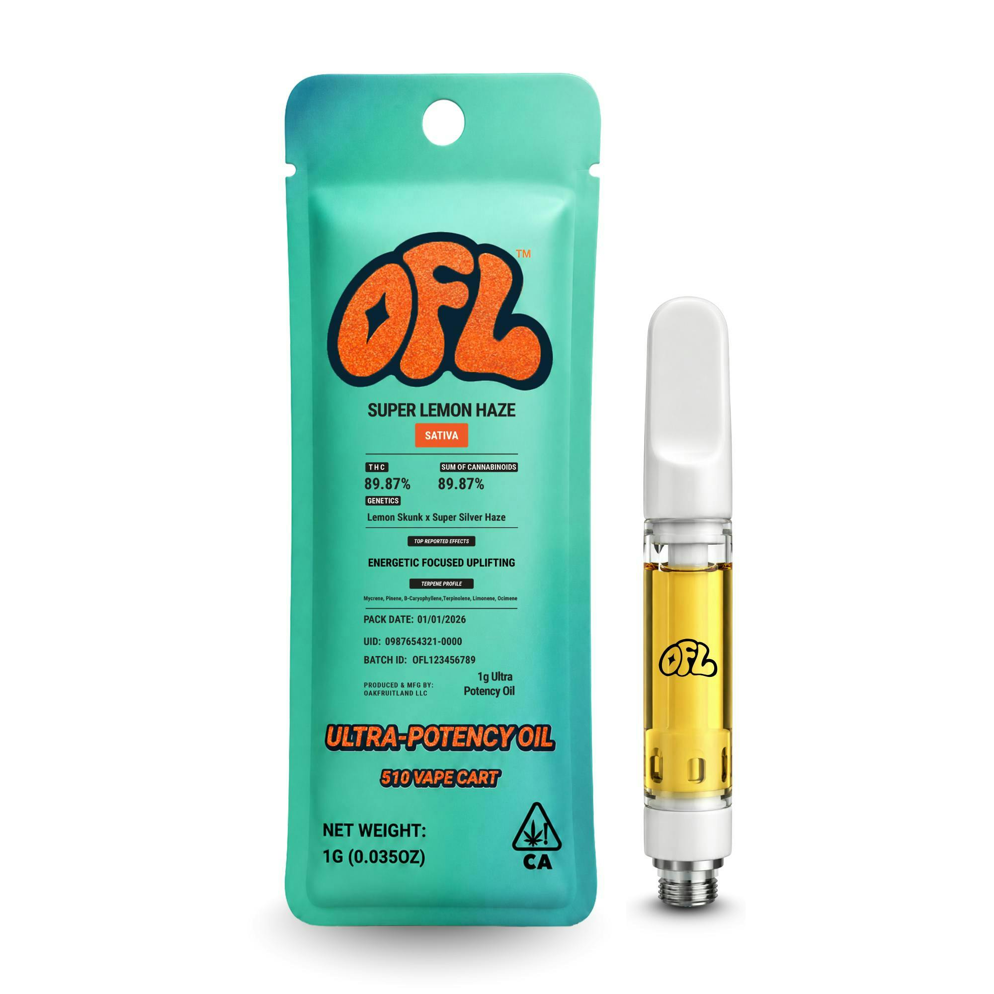Oakfruitland (OFL) - Super Lemon Haze | Ultra Potency Cartridge | 1g - 1