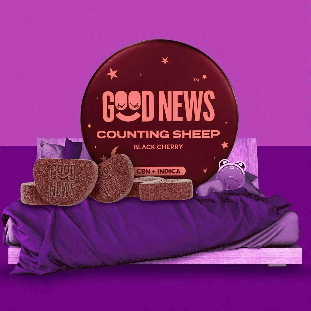 Good News - Counting Sheep | Black Cherry Gummies + CBN | 100mg | 10ct | 10mg/ea - 1