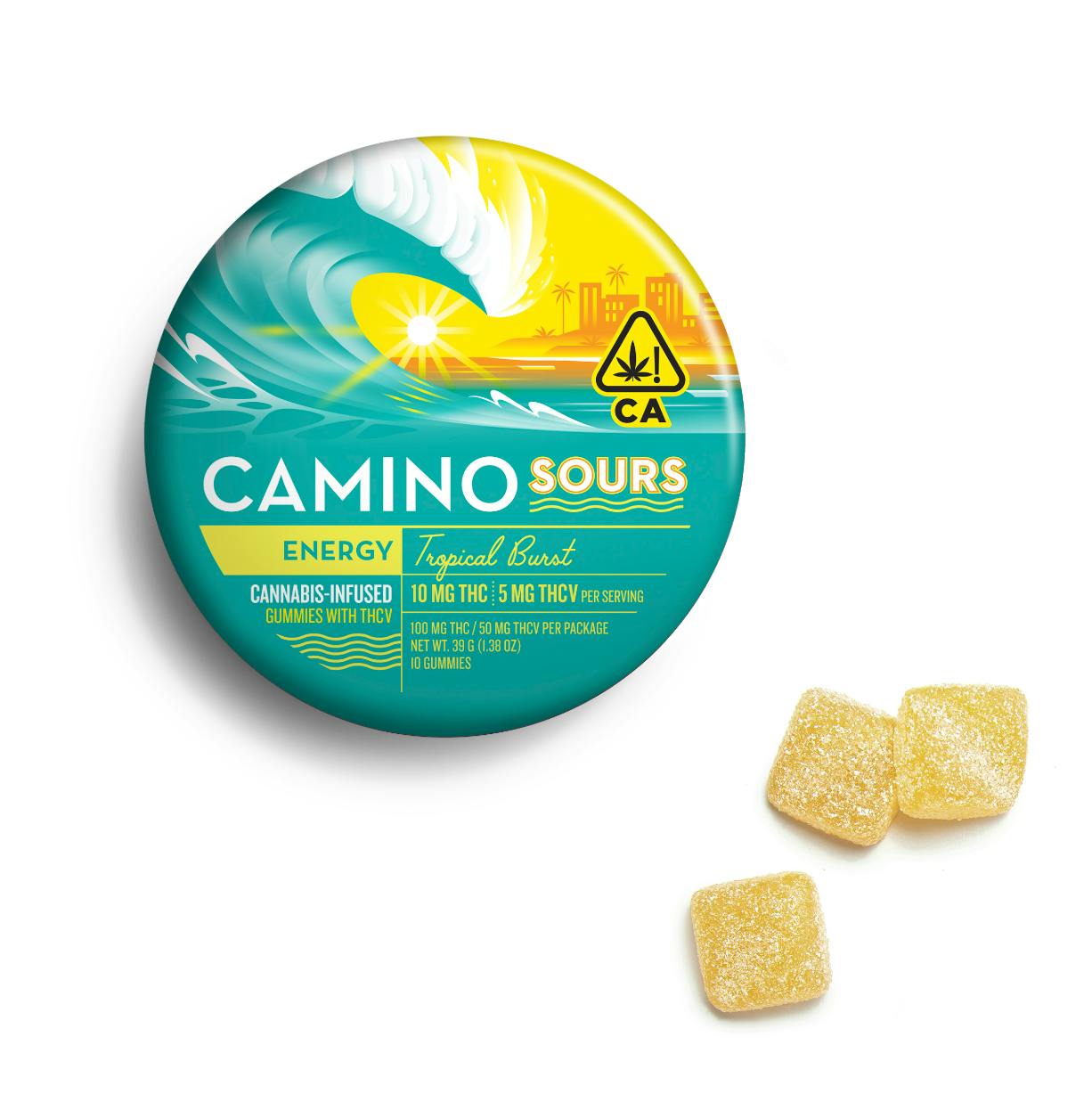 Camino - Energy | Tropical Burst Sours THC:THCv 2:1 Gummies | 100mg | 20ct | 5mg/ea - 1