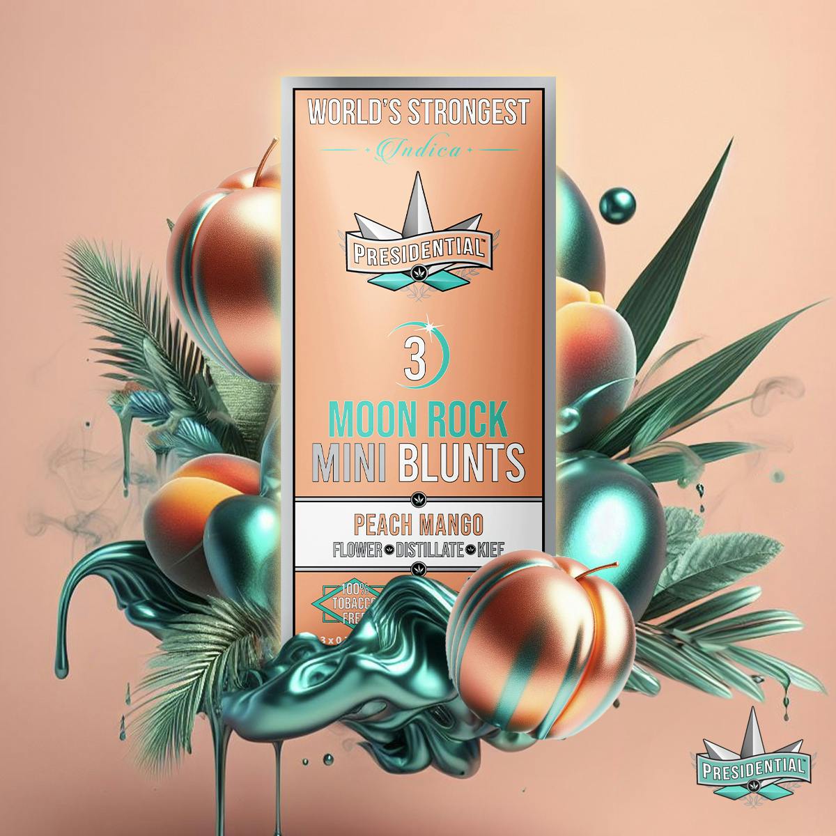 Presidential - Peach Mango | Moon Rock Infused Blunts | 0.7g each | 3pk - 1