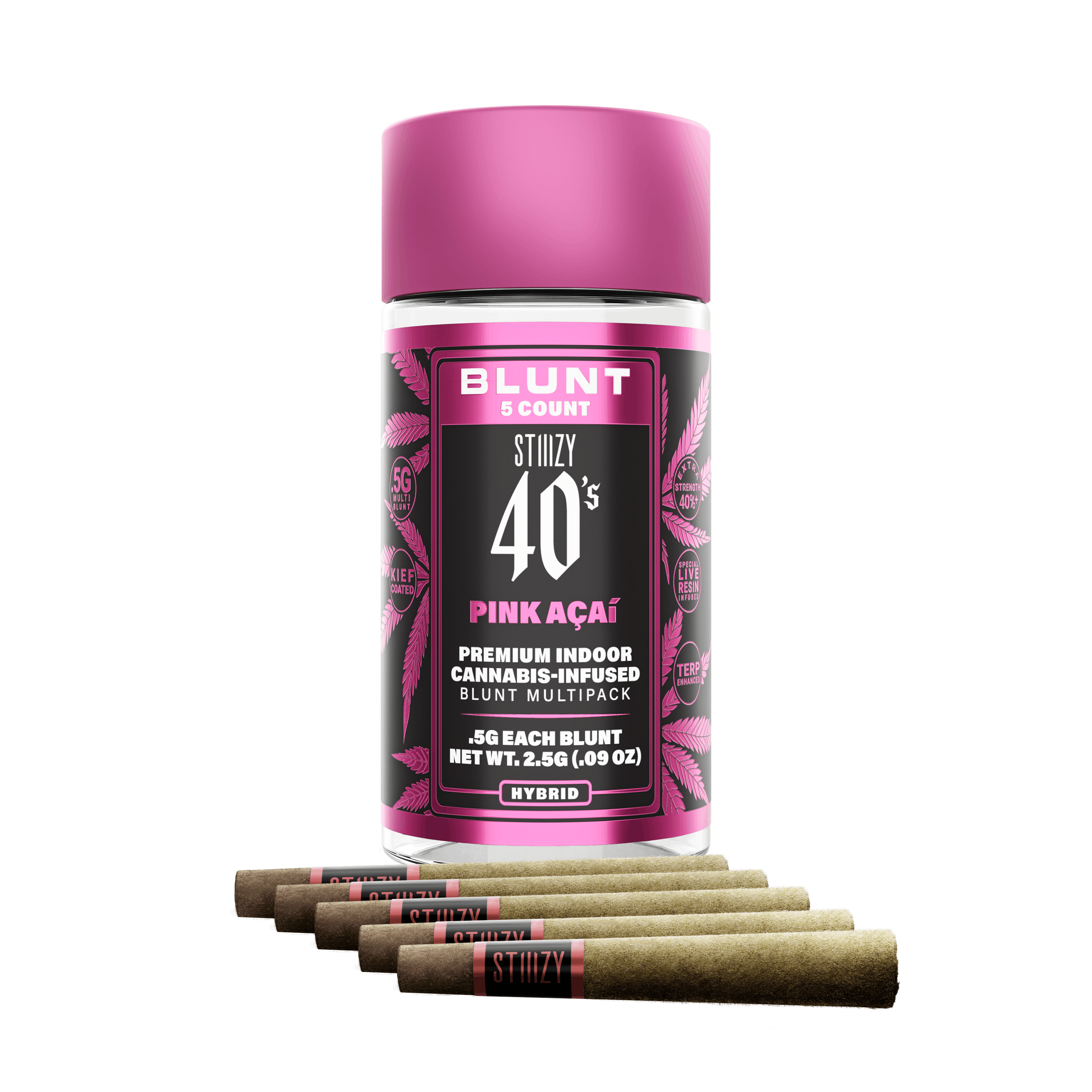 STIIIZY - - PINK ACAI - .5G 40's Infused Blunt 5 Pack - 1