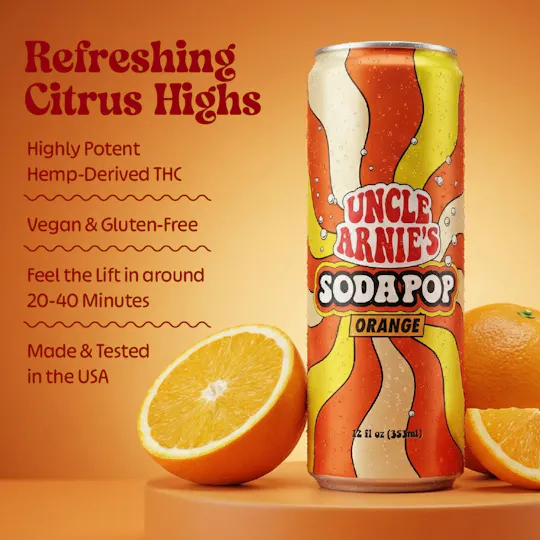 Uncle Arnies - Orange Soda | Carbonated | 100mg/ea | 12oz | 12pk - 1