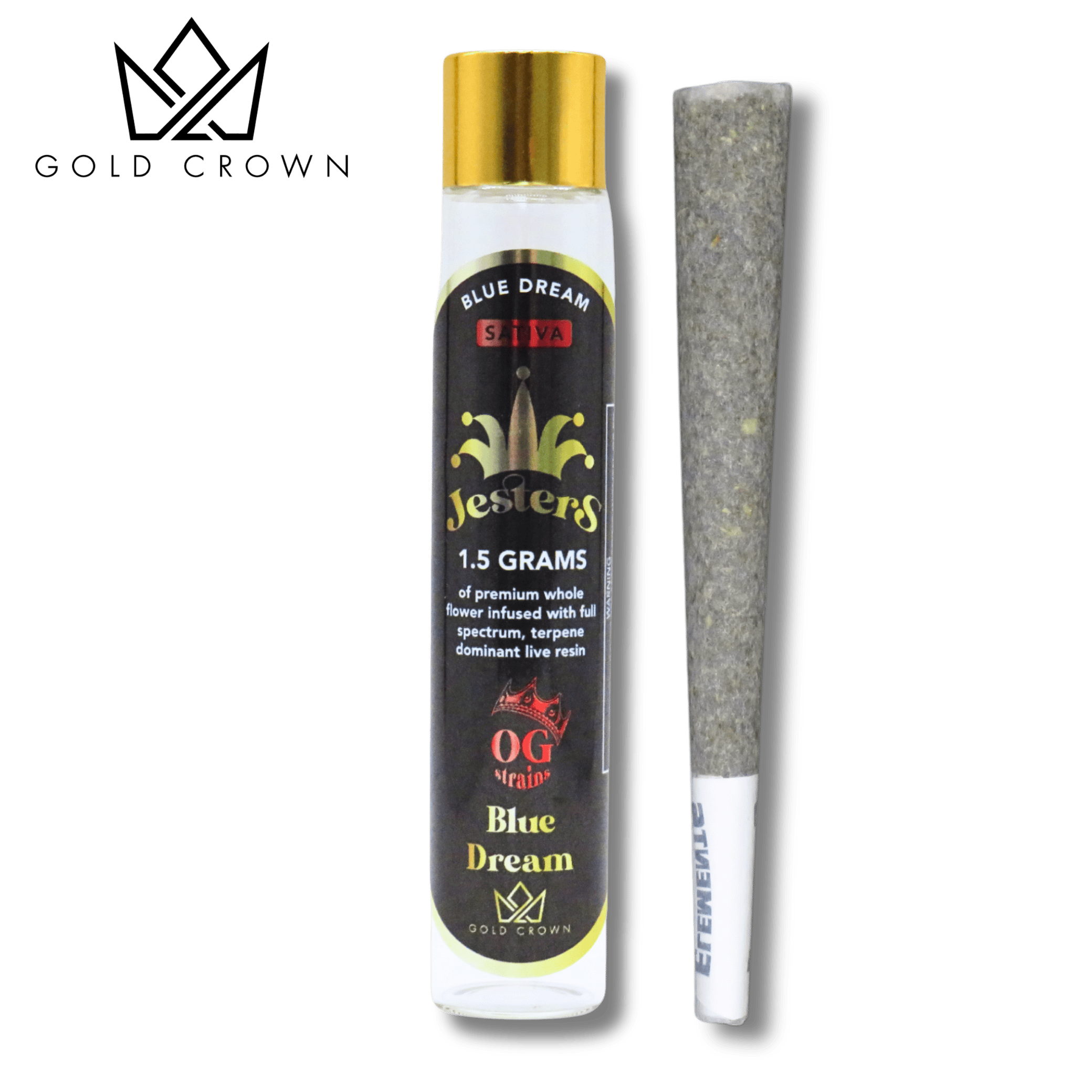 Gold Crown - OG Blue Dream | Jesters Infused Joint | 1.5g - 1