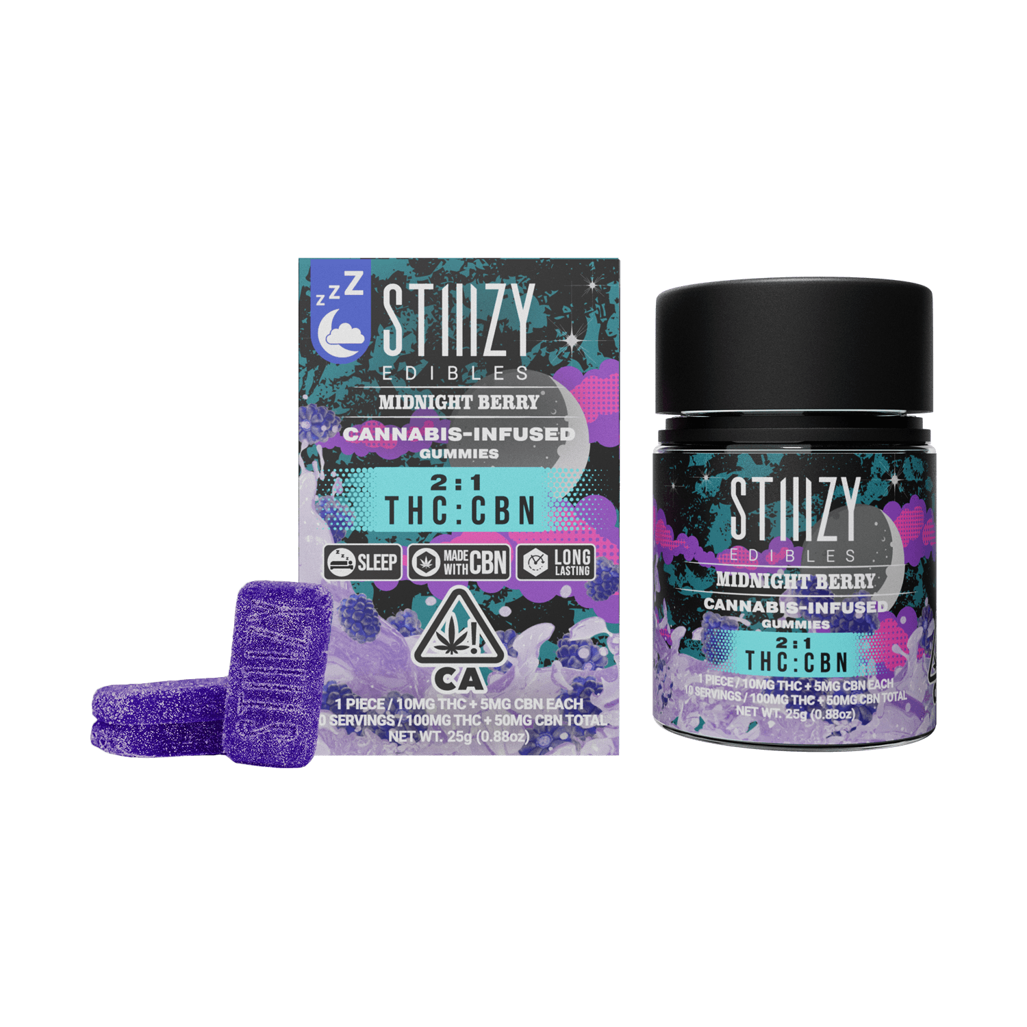 STIIIZY - - MIDNIGHT BERRY - Gummies 2:1 THC:CBN Edibles - 1