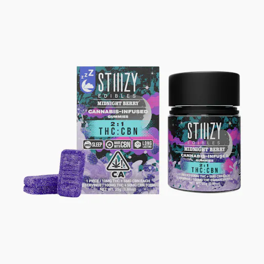 STIIIZY - - MIDNIGHT BERRY - Gummies 2:1 THC:CBN Edibles - 1