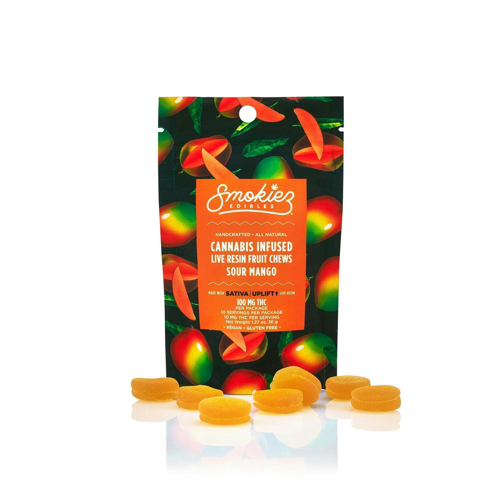Smokiez Edibles - Sour Mango Live Resin Gummies | 100mg | 10ct | 10mg/ea - 1