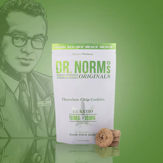 Dr. Norm's - Chocolate Chip 1:1 10mg Cookies- FOCUS+WELLNESS - 1