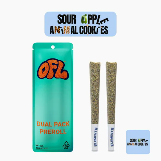 Oakfruitland (OFL) - Sour Apple x Animal Cookies | Joints | 1g each | 2pk - 1