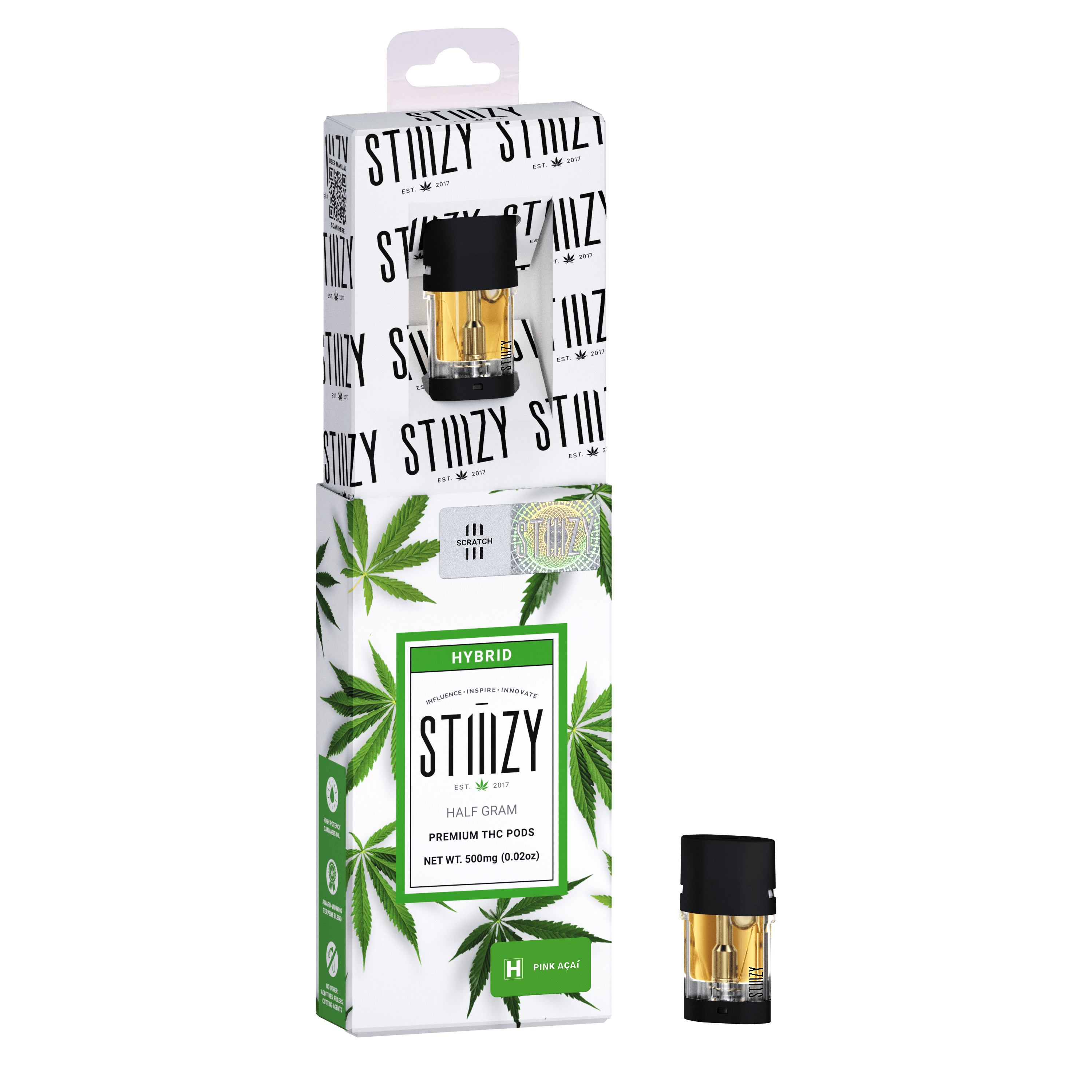 STIIIZY - Vape Cartridge - PINK ACAI .5G Original THC Pod - STIIIZY - 1
