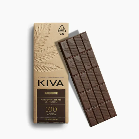 Kiva Confections - Dark Chocolate Bar | 100mg | 20ct | 5mg/ea - 1