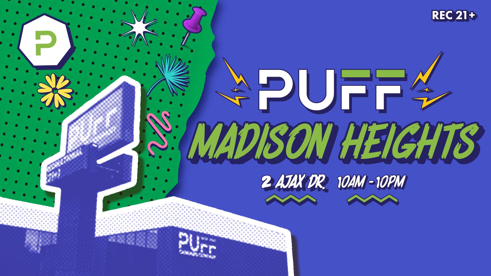 PUFF Madison Heights Delivery - Recreational listing banner