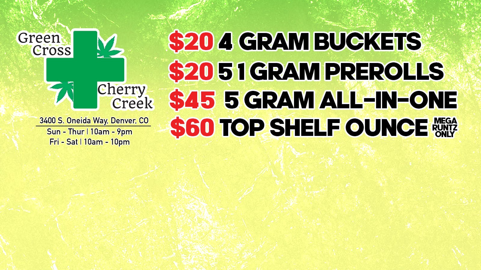 Green Cross of Cherry Creek REC/MED listing banner