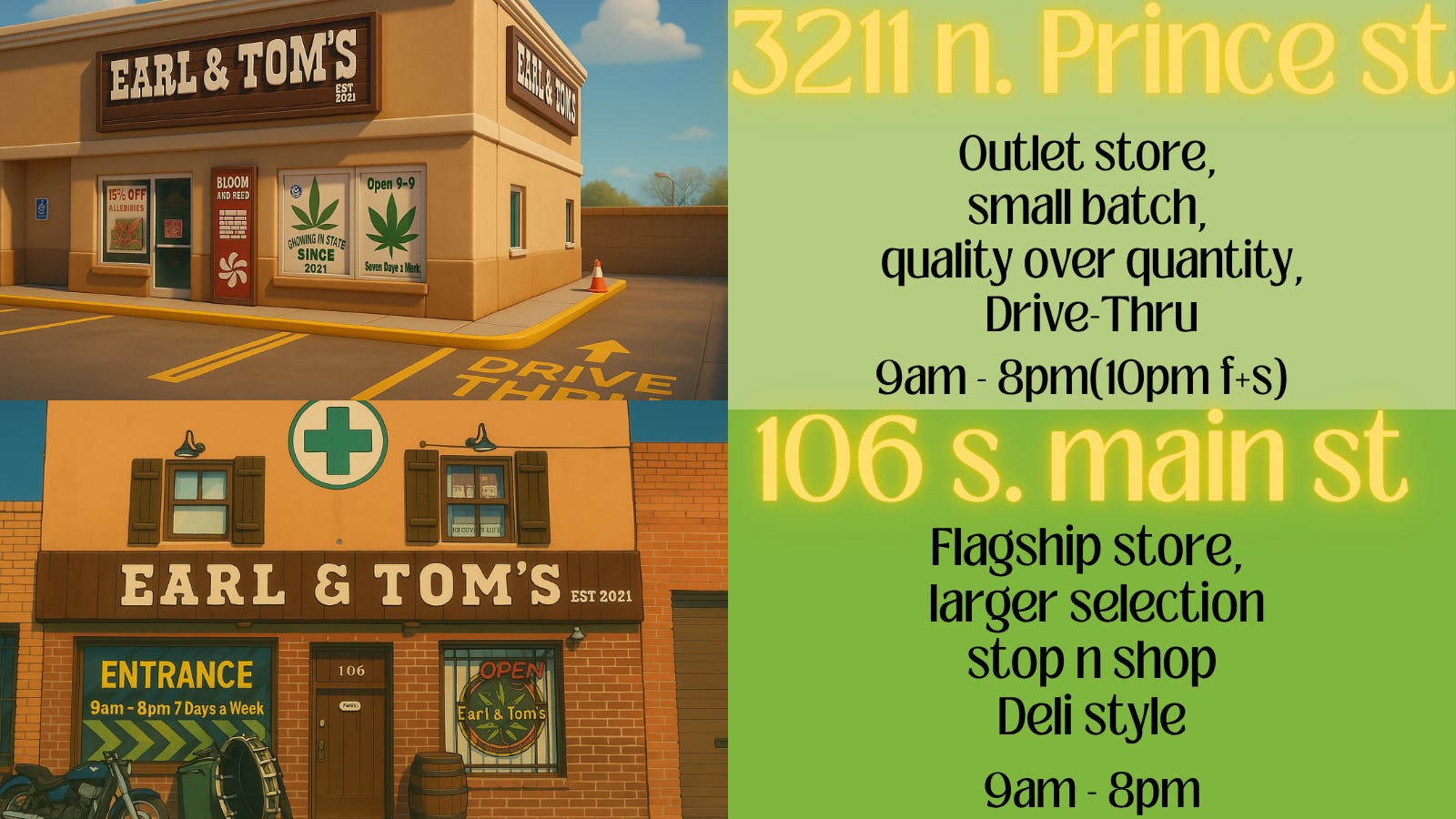 Earl and Tom's listing banner