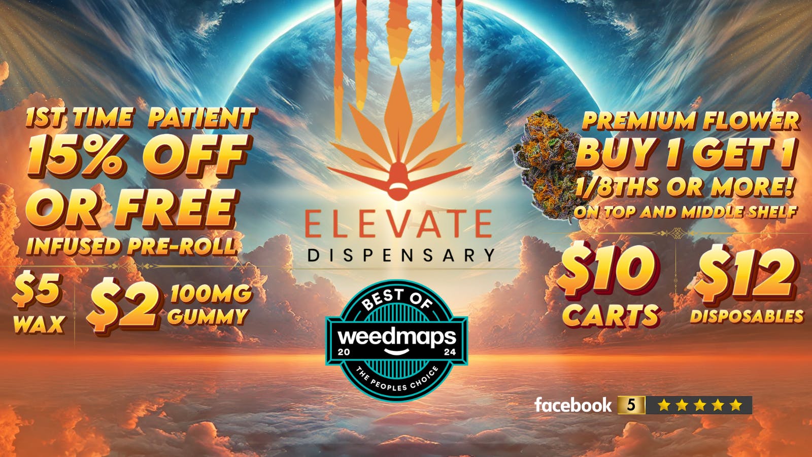 Elevate Dispensary Smoke Shop - Bethany Now Open listing banner