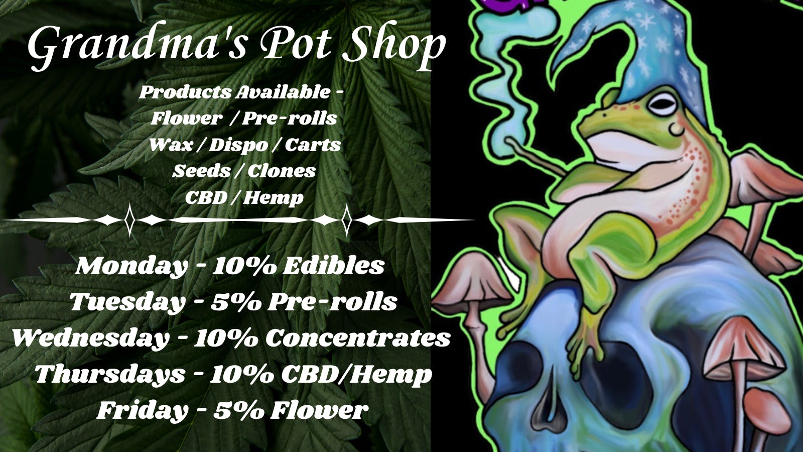 Grandma's Pot Shop listing banner