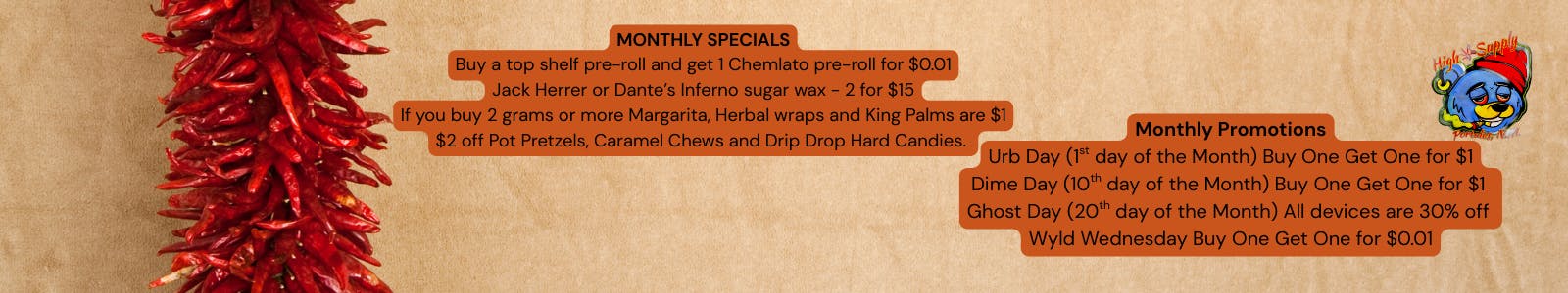 High Supply Cannabis Dispensary listing banner