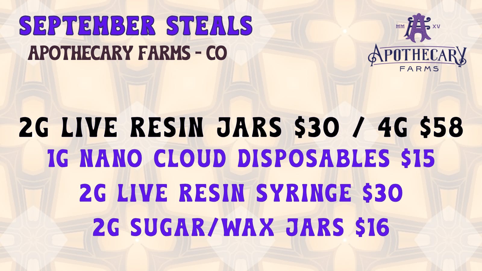 Apothecary Farms - Garden of the Gods REC listing banner