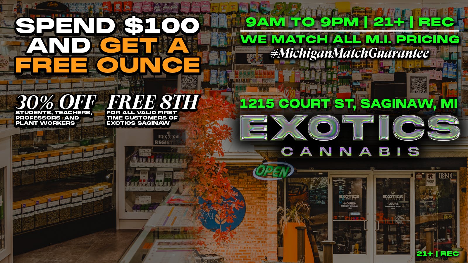 Exotics Cannabis - Saginaw listing banner
