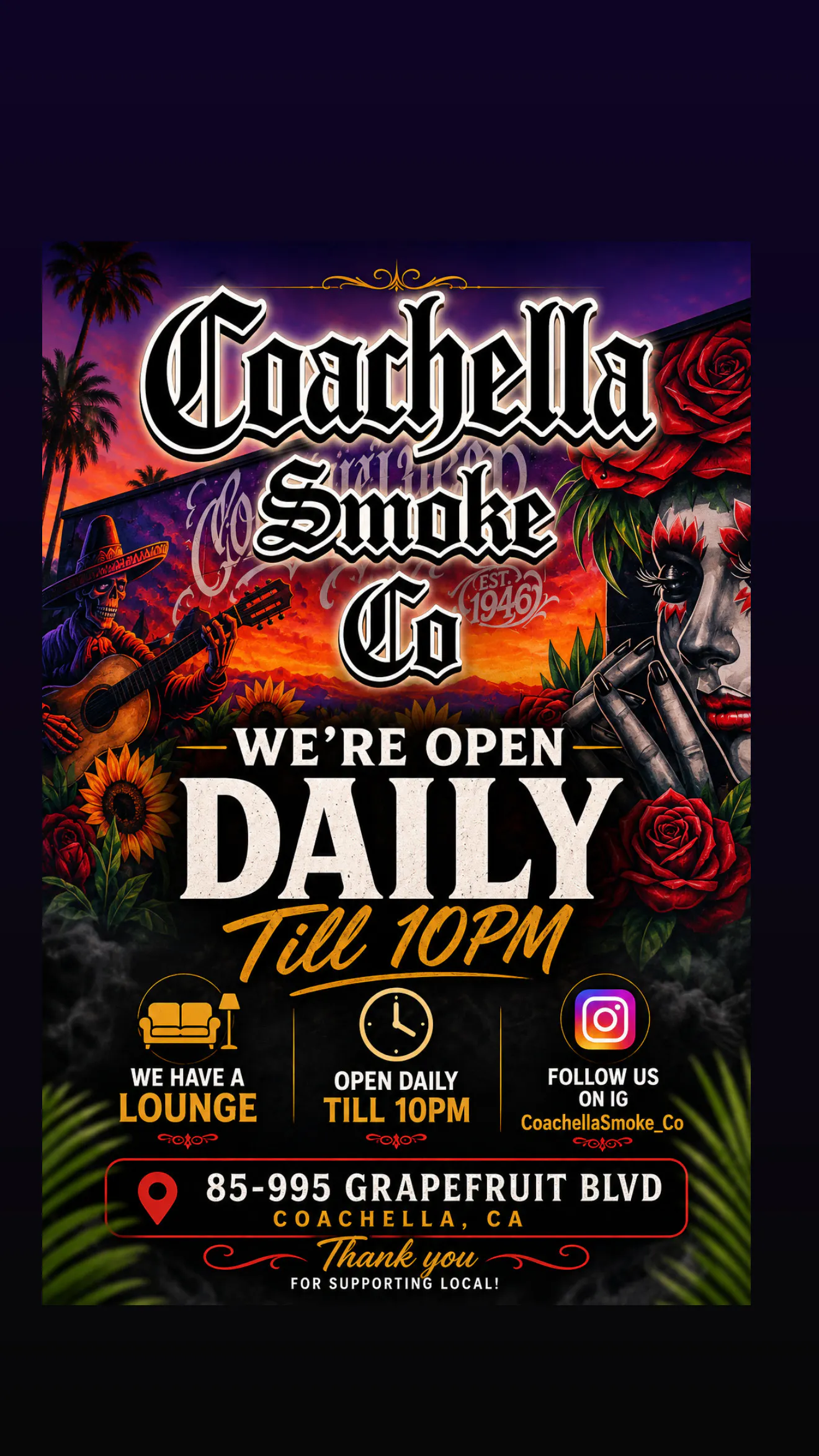 Coachella Smoke Company listing banner