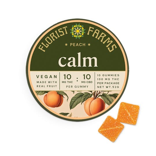 Florist Farms - Florist Farms | Calm Peach Gummies | 100mg | 10ct | 10mg/ea - 1