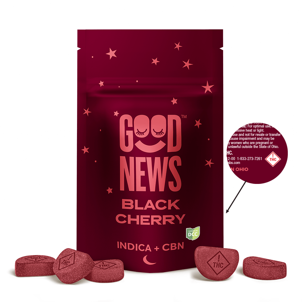 Good News - Black Cherry 2:1 THC:CBN Gummies | 110mg | 10ct | 11mg/ea - 1