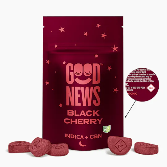Good News - Black Cherry 2:1 THC:CBN Gummies | 110mg | 10ct | 11mg/ea - 1