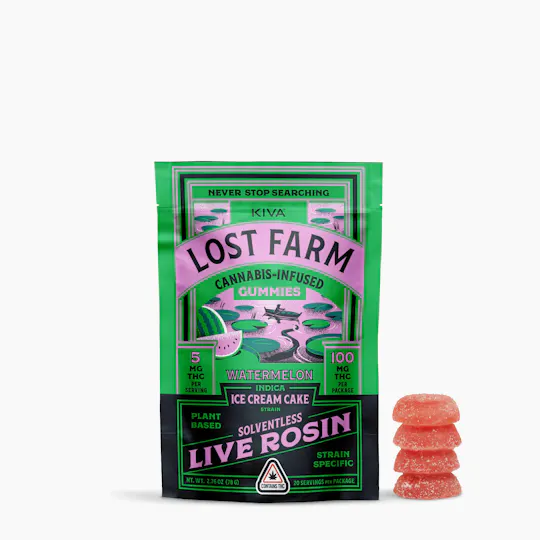 Lost Farm - Watermelon 'Ice Cream Cake' Live Rosin Gummies | 100mg | 20ct | 5mg/ea - 1