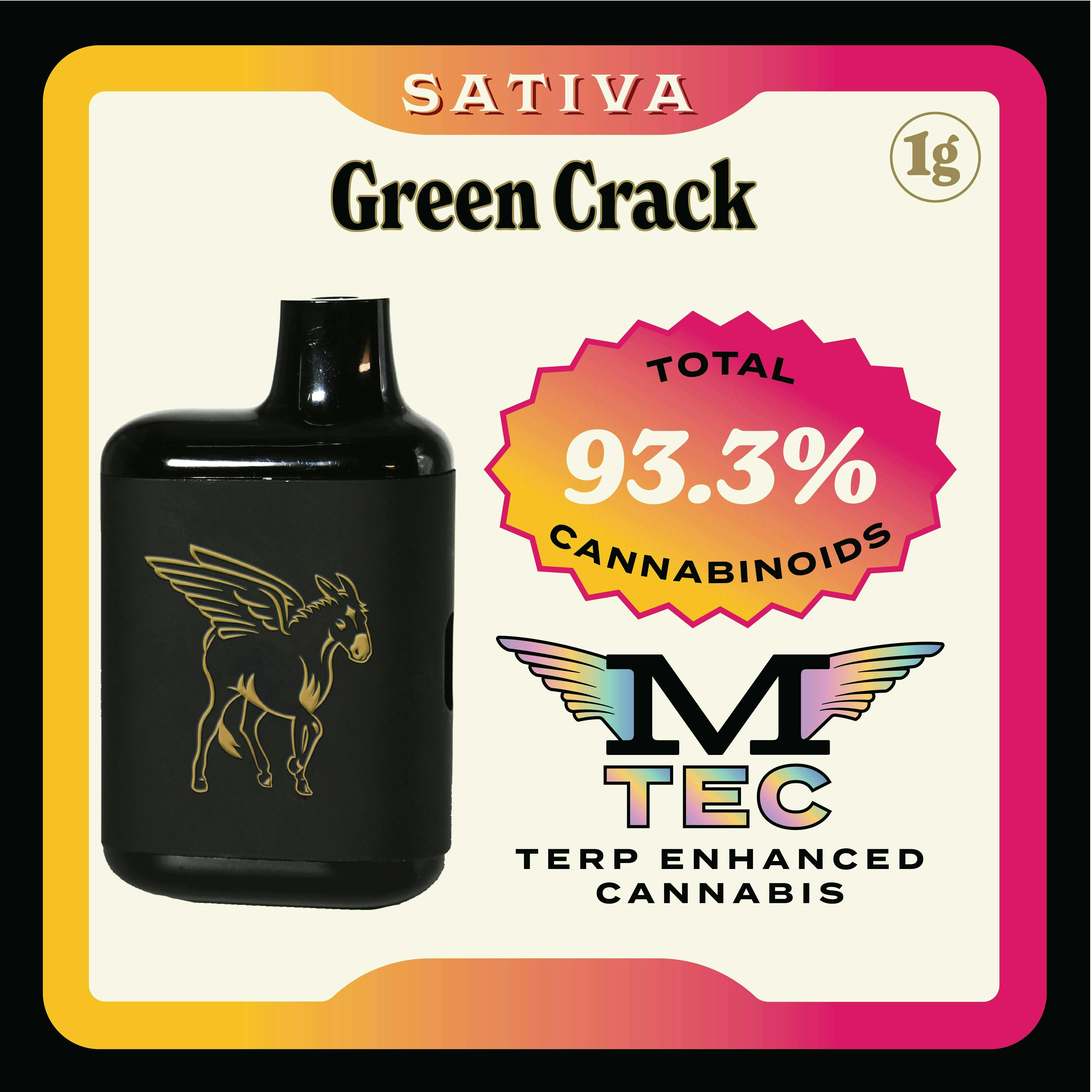 Mule Extracts - Green Crack | Live Resin Dank Tank Disposable | 1g - 1