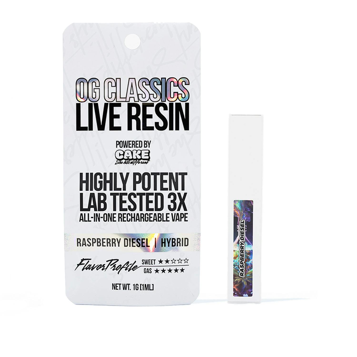 CAKE she hits different - Raspberry Diesel | Live Resin Disposable | 1g - 1
