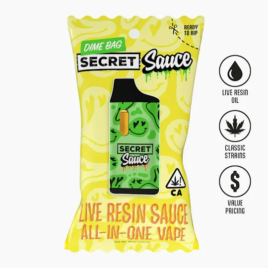 Dime Bag - Powder Daze | Secret Sauce Live Resin Disposable | 1g - 1