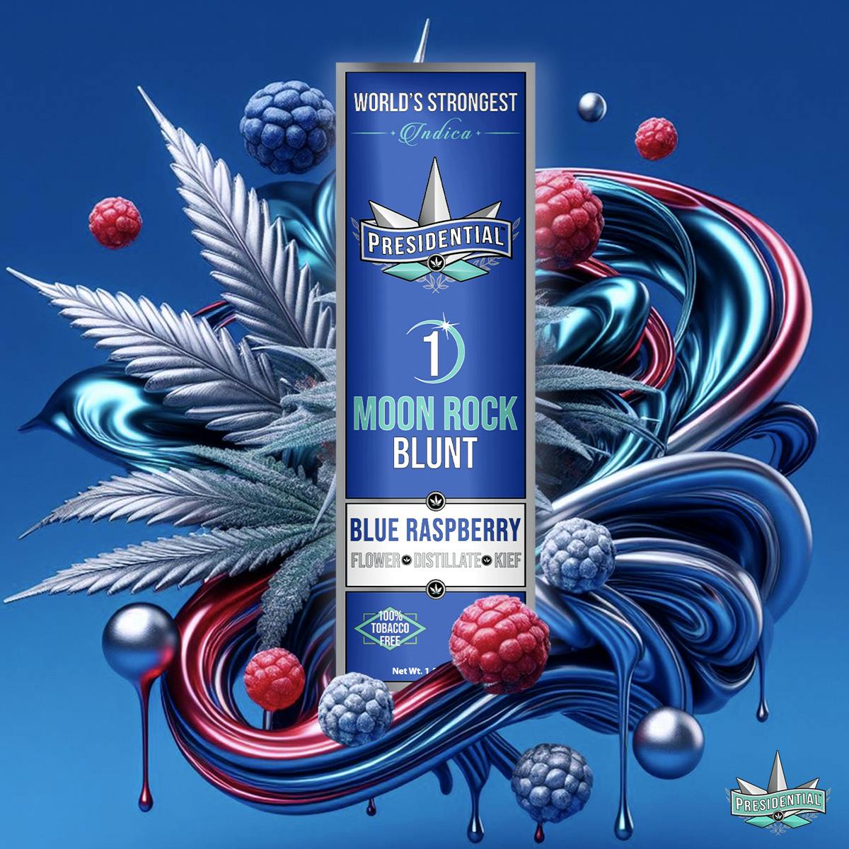 Presidential - Blue Raspberry | Moon Rock Infused Blunt | 1.5g - 1