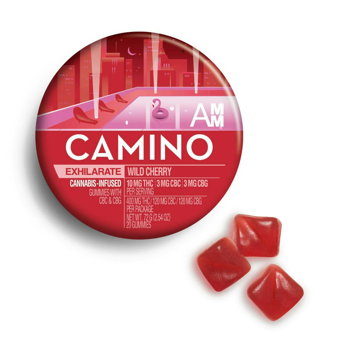 Camino - Exhilarate | Wild Cherry 10:3:3 Gummies | 400mg | 20ct | 20mg/ea - 1