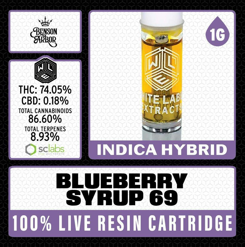 White Label Extracts - Blueberry Syrup 69 | Live Resin Cartridge | 1g - 1