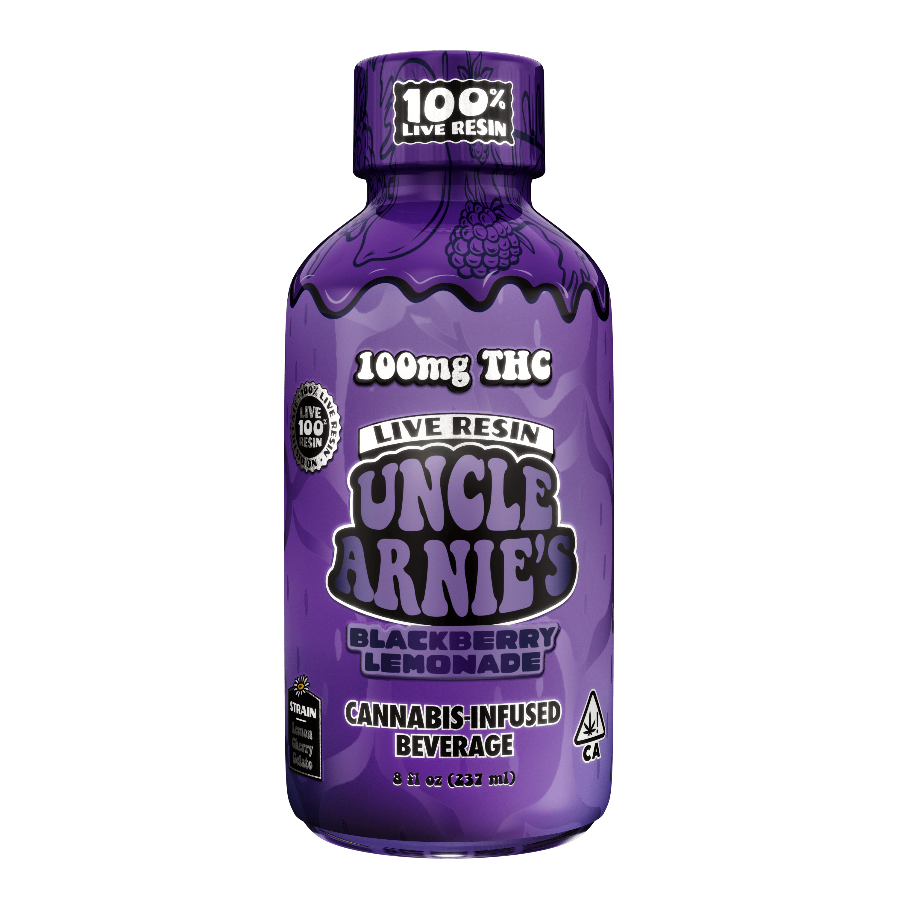 Uncle Arnies - Blackberry Lemonade 100% Live Resin | Non-Carbonated | 100mg | 8oz - 1