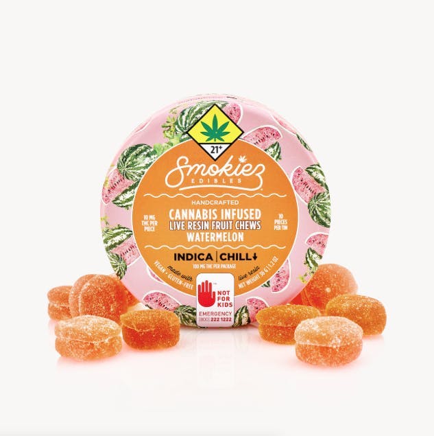 Smokiez Edibles - Watermelon Live Resin Fruit Chews | 100mg | 10ct | 10mg/ea - 1