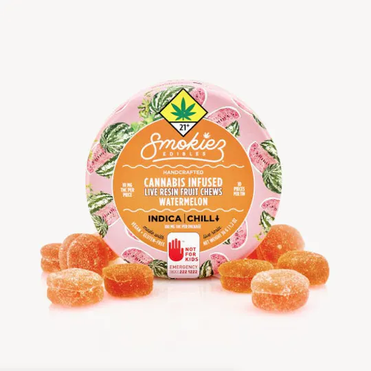 Smokiez Edibles - Watermelon Live Resin Fruit Chews | 100mg | 10ct | 10mg/ea - 1