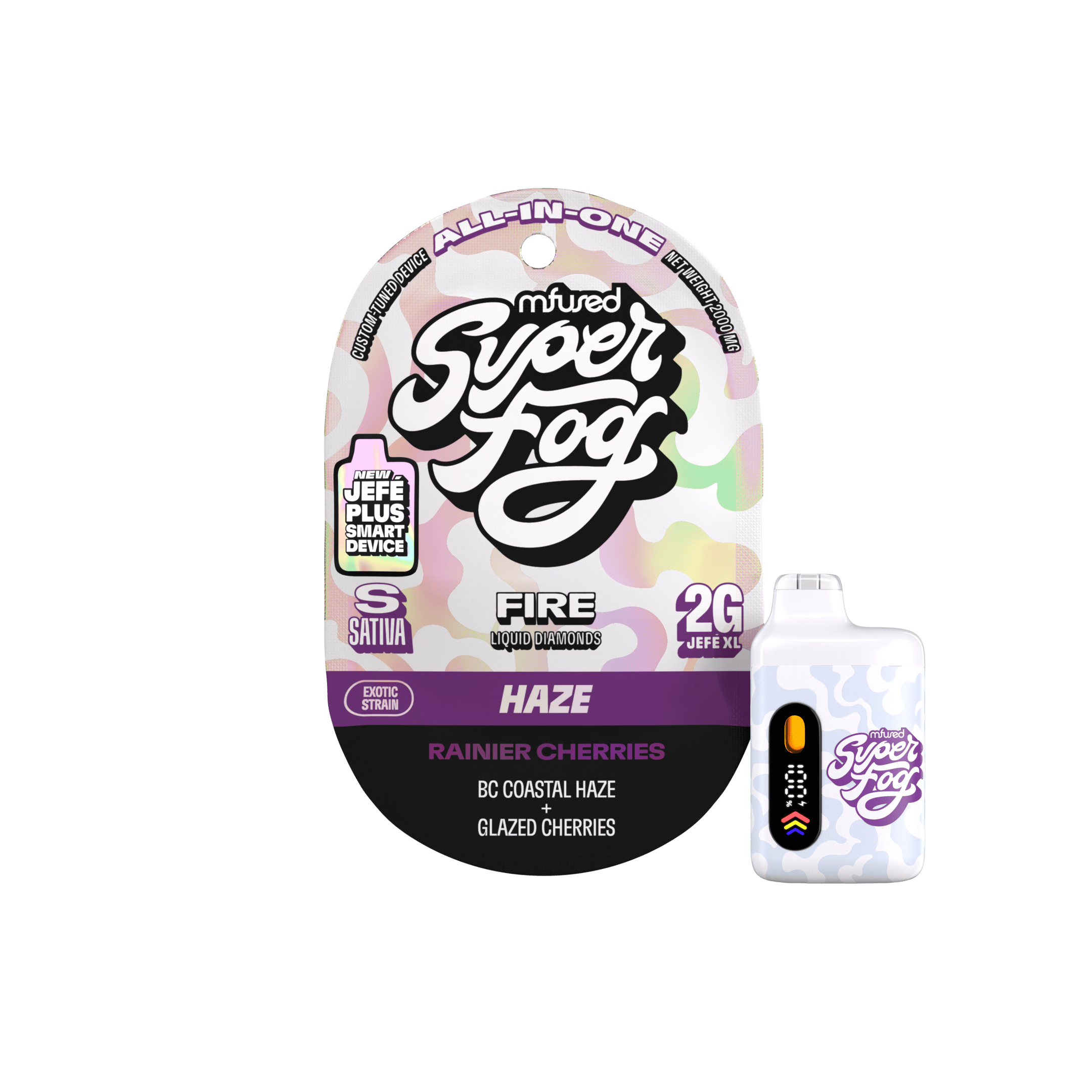 Super Fog by MFused - Rainier Cherries | FIRE Liquid Diamonds Jefé Plus Disposable | 2g - 1