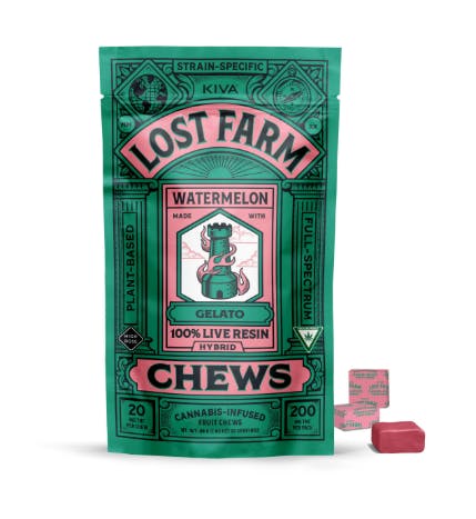 Lost Farm - Watermelon 'Gelato' Live Resin Chews | 200mg | 10ct | 20mg/ea - 1