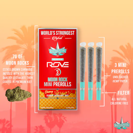 Presidential - Rove | Cherry Gelato | Moon Rock Infused Minis | 0.5g each | 3pk - 1