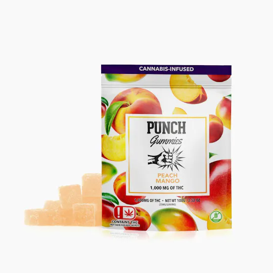 Punch Edibles & Extracts - Punch | Peach Mango | Hybrid | Extreme Gummies | 1,000mg | OK - 1
