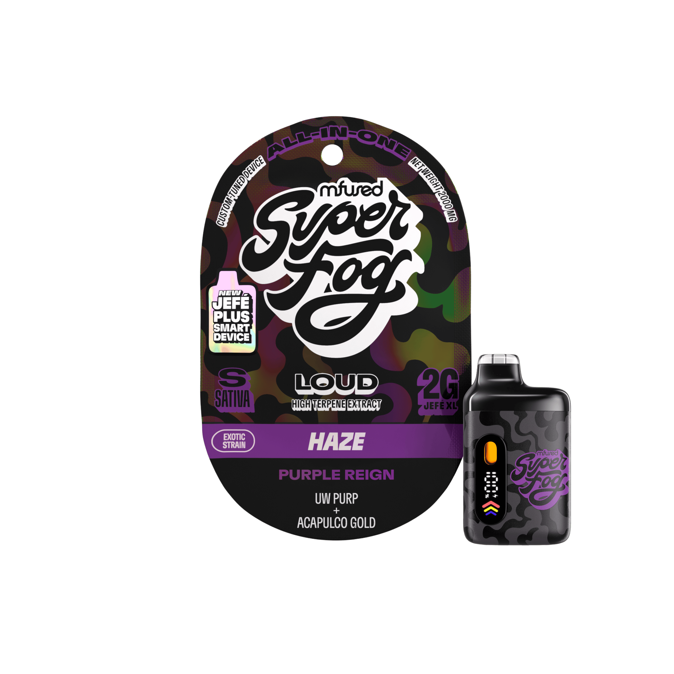 Super Fog by MFused - Purple Reign | LOUD High Terpene Extract Jefé Plus Disposable | 2g - 1