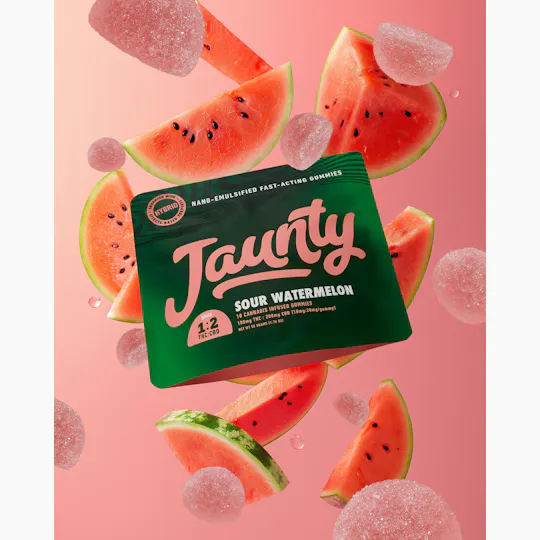 Jaunty - Sour Watermelon 2:1 CBD:THC Gummies | 100mg | 10ct | 10mg/ea - 1