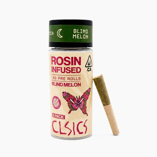 CLSICS Rosin & Rosin Infused Pre Rolls - Blind Melon - Rosin Infused Joints - 0.5g each - 5pk - 1