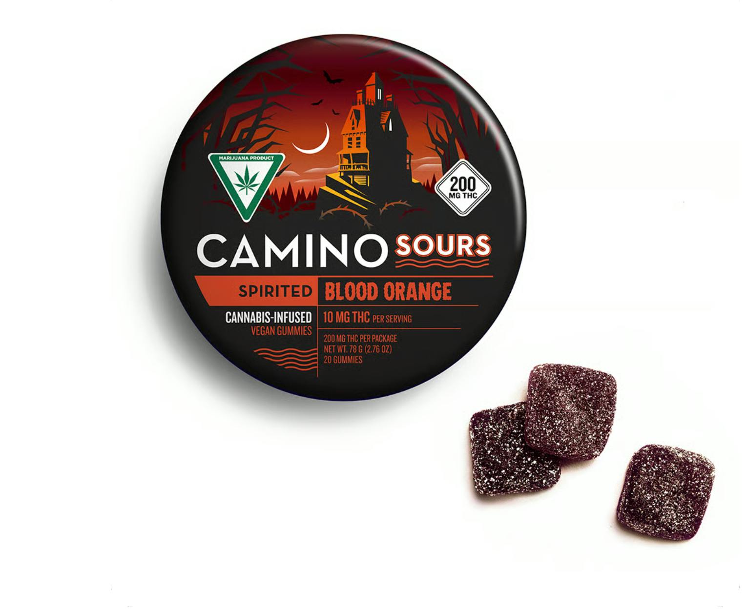 Camino - Spirited | Blood Orange Sours Gummies | 200mg | 20ct | 10mg/ea - 1
