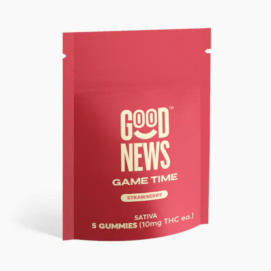 Good News - Game Time | Strawberry Gummies | 50mg | 5ct | 10mg/ea - 1