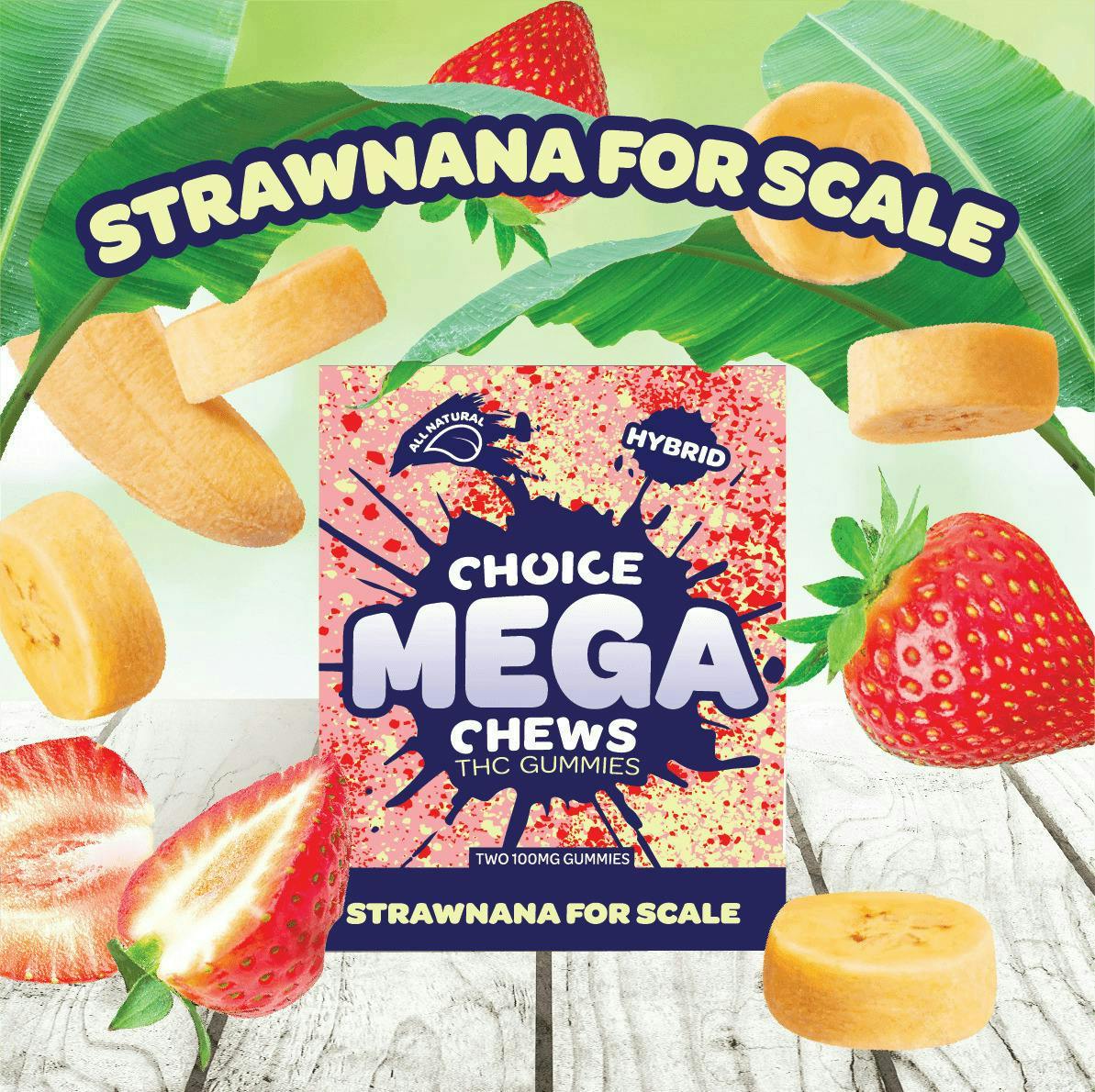 Choice Labs - Choice Chews | Strawnana For Scale Gummies | 200mg | 2ct | 100mg/ea - 1
